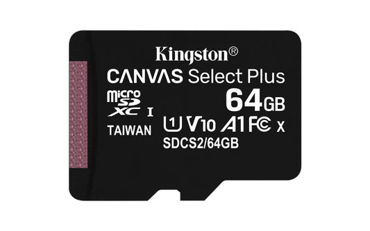 Kingston Technology 64GB micSDXC Canvas Select Plus 100R A1 C10 Single Pack w/o ADP