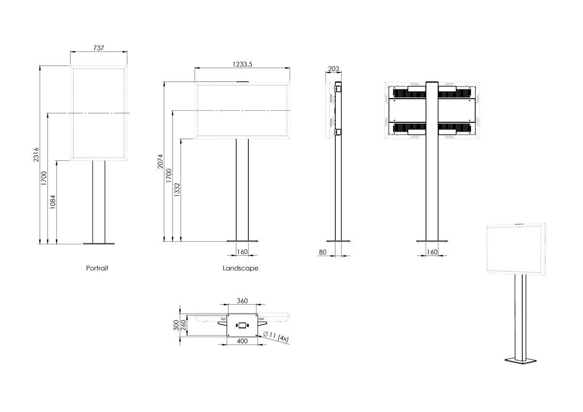 POF 7601 Outdoor Floor Stand for LG 49XE4F