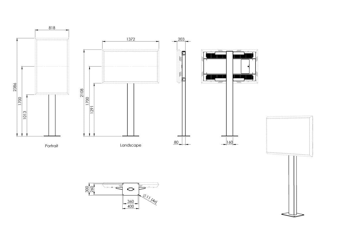 POF 7602 Outdoor Floor Stand for LG 55XE4F