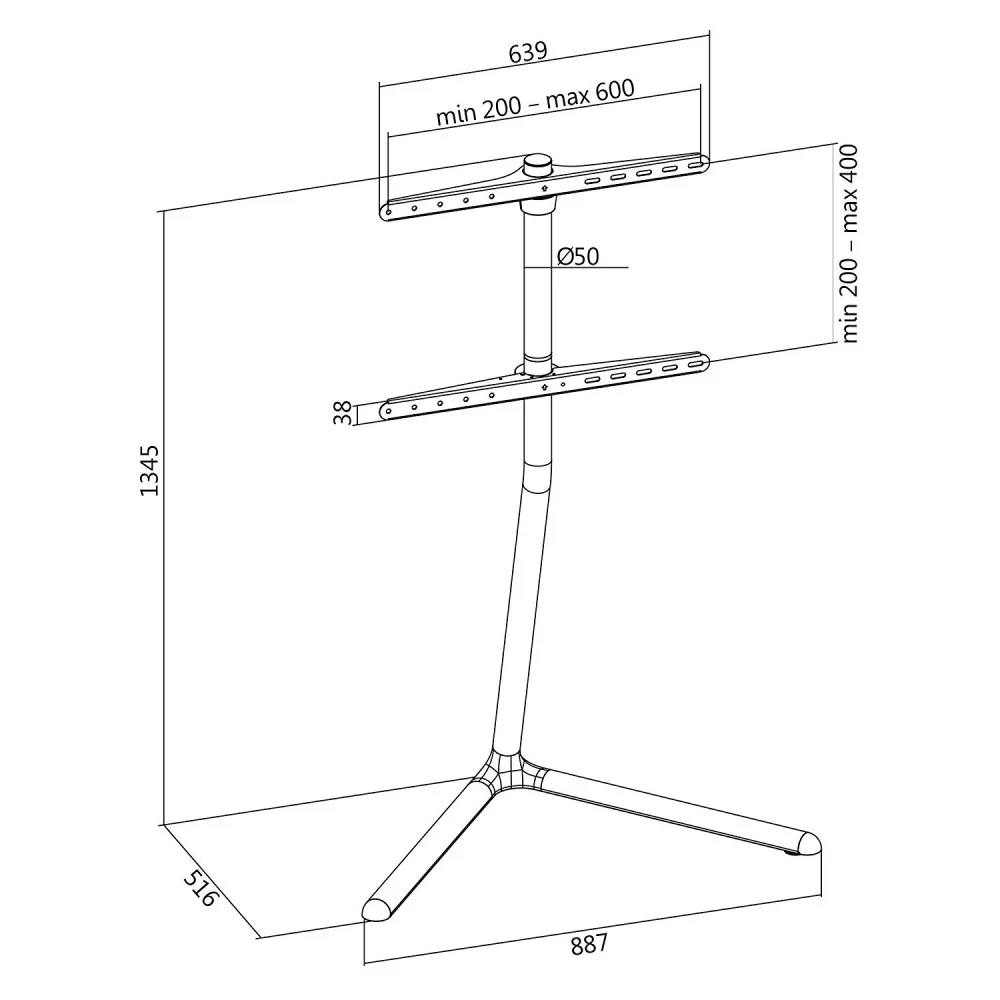 Logilink Floor Stand, 49-70" V-Base, Black